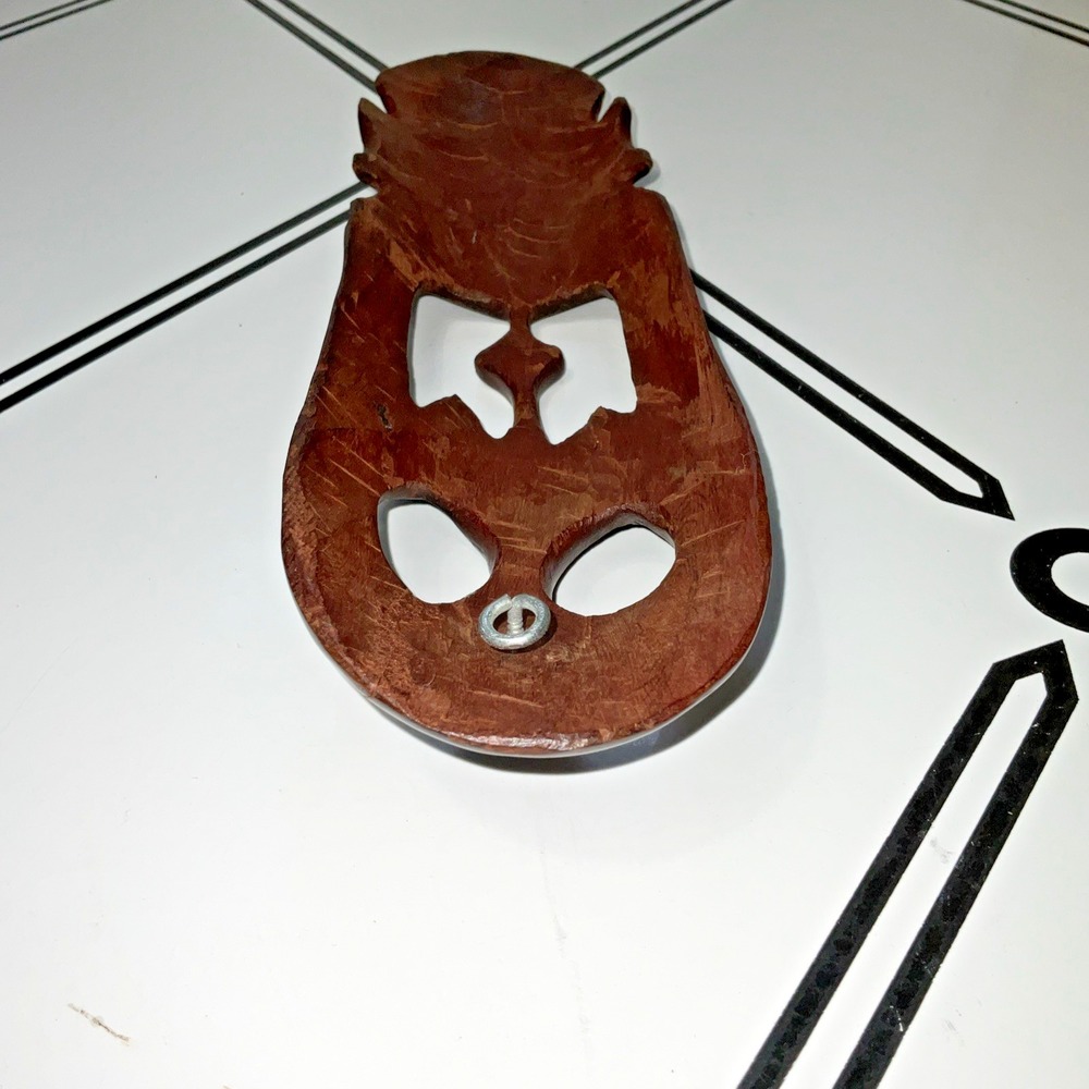 Hand Carved African Style Wooden Mask Wall Decor Red Brown Openwork Long Mask - Picture 12 of 16